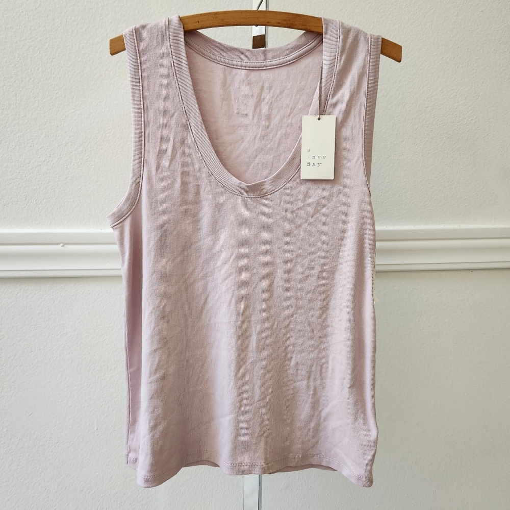 Women's Plus Size Slim Fit Rib Layer Tank Top  A New Day  Light Purple, … - Picture 3 of 9